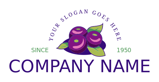 restaurant logo three blueberries and leaves
