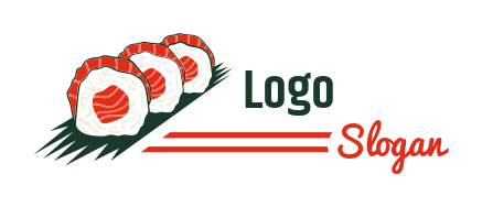 restaurant logo three Japanese sushi rolls