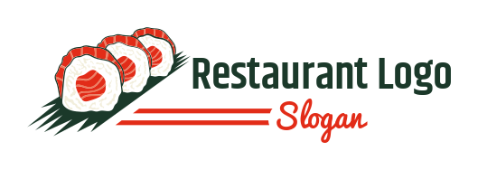 restaurant logo three Japanese sushi rolls
