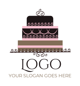 food logo three layer wedding cake with motifs