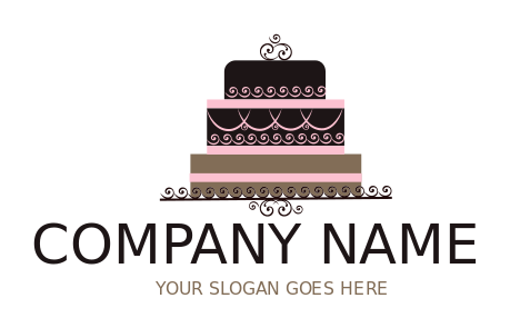 food logo three layer wedding cake with motifs