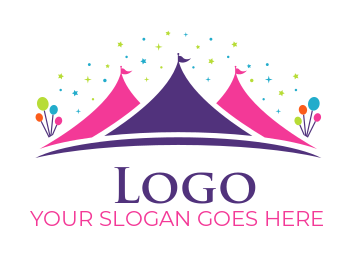 three tents with flags for rental Logo Template by LogoDesign