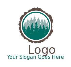 timber wood logo with pine tree in center 