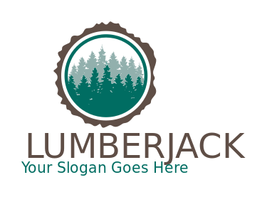 timber wood logo with pine tree in center 