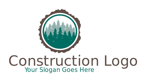 timber wood logo with pine tree in center