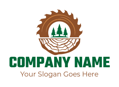 timber wood logo with pine tree in center 