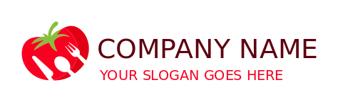 restaurant logo spoon fork knife in tomato