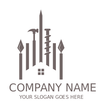 handyman logo tools on top negative house