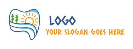 dentist logo tooth with landscape inside