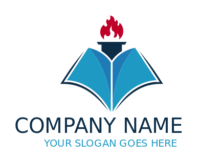 education logo maker book with torch on top