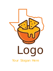 tortilla chips in queso dip in Texas map