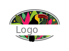 artistic logo maker toucan in colored leaves