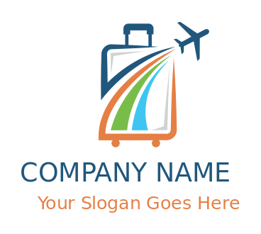 Tour company symbol of colorful luggage