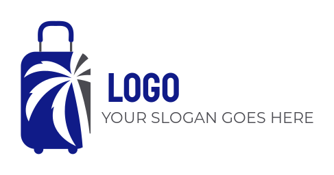 travel logo luggage with palm tree