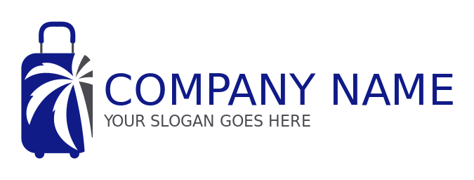 travel logo luggage with palm tree