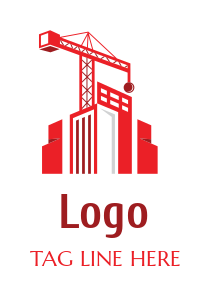 tower crane with hook over buildings