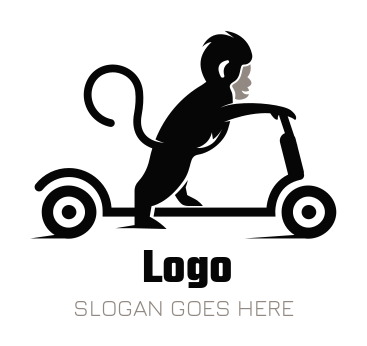 toy shop logo icon monkey on scooty