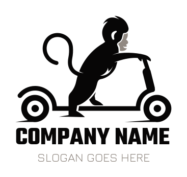 toy shop logo icon monkey on scooty