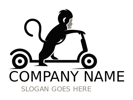 toy shop logo icon monkey on scooty