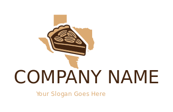 traditional pecan pie in Texas state outline
