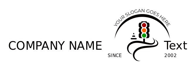 driving school logo traffic lights on roads icon