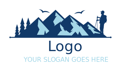 travel logo of traveler in front of mountains