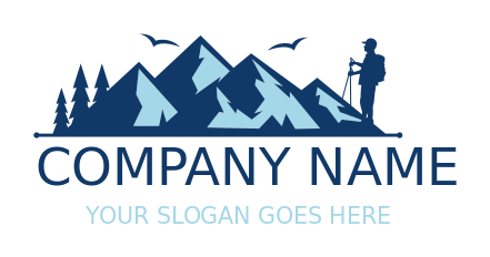 travel logo of traveler in front of mountains