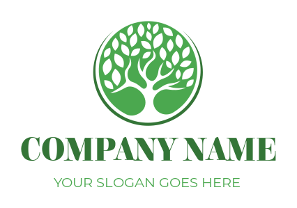community logo maker tree leaves in circle