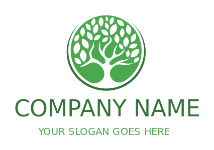 community logo maker tree leaves in circle