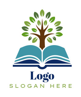 tree on open book for library