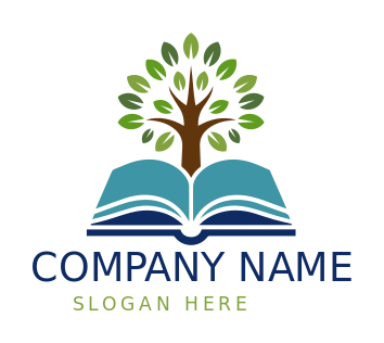 tree on open book for library