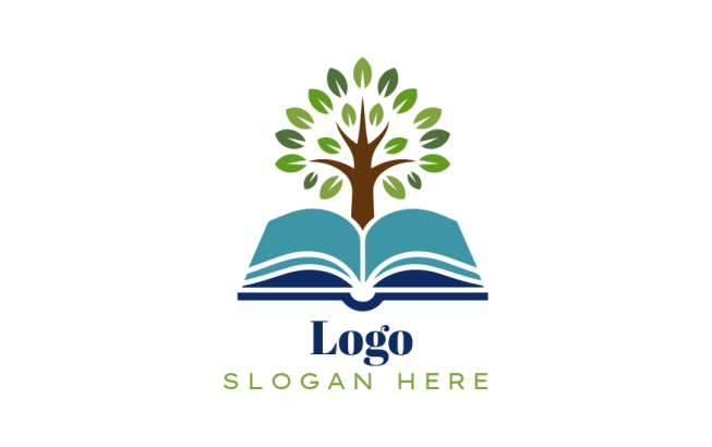 tree on open book for library | Logo Template by LogoDesign.Net