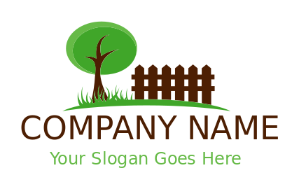 landscaping logo tree grass and wooden fence
