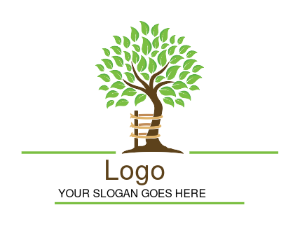 landscape logo tree with trunk tied to stick