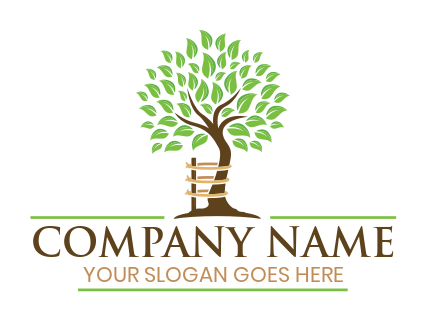 landscape logo tree with trunk tied to stick