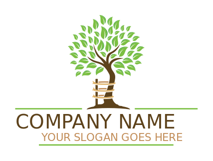 landscape logo tree with trunk tied to stick
