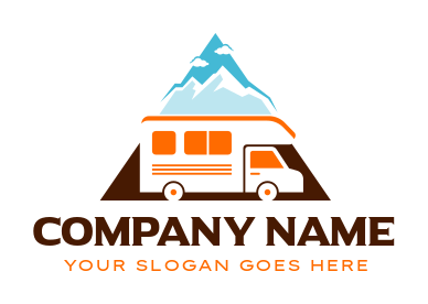 triangle with negative space rv recreational vehicle logo icon