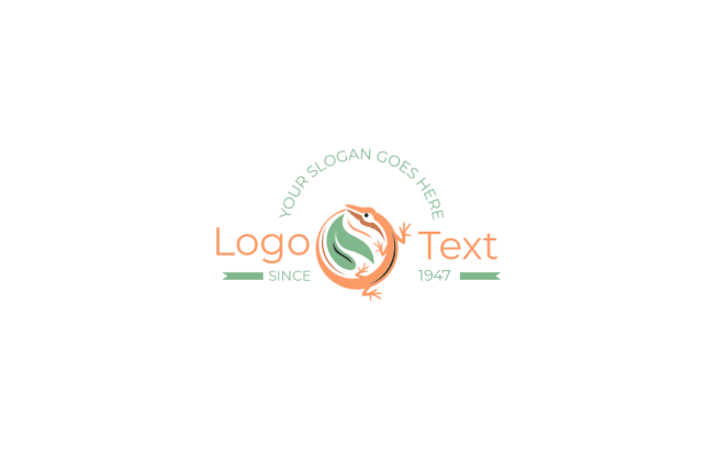 animal logo online tropical lizard and leaf