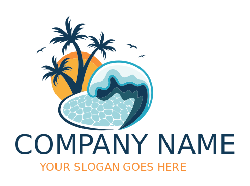 travel logo tropical trees sun water park