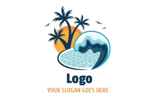 Sunwater Logo Unique Icon Symbol Sun Water Travel Vector Logo Design