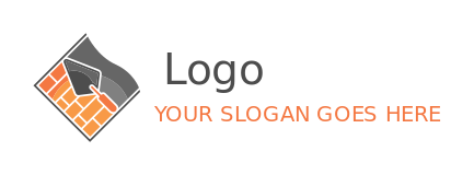 bricklayer contractor logo trowel in orange bricks