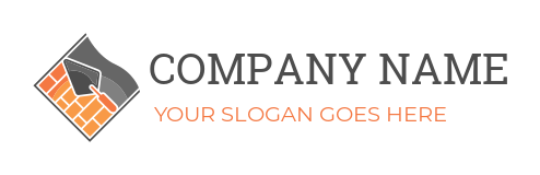 bricklayer contractor logo trowel in orange bricks