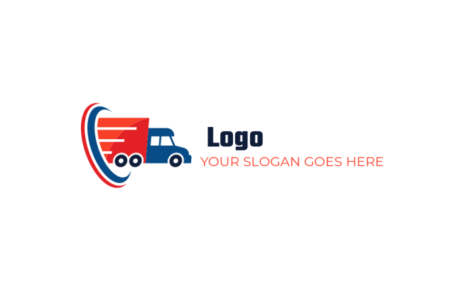 logistics logo truck come out abstract swooshes