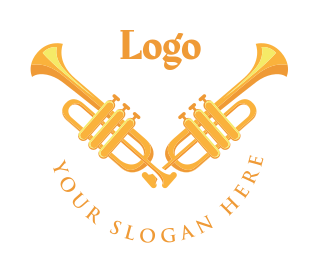 music logo symbol trumpets in V shape