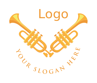 music logo symbol trumpets in V shape