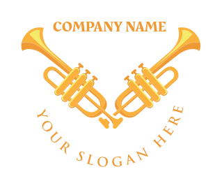 music logo symbol trumpets in V shape