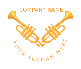 music logo symbol trumpets in V shape