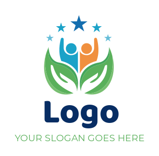 foundation logo abstract kids on hands in leaves
