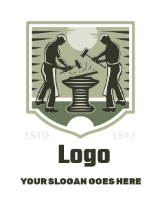 handyman logo blacksmiths in forge with sun
