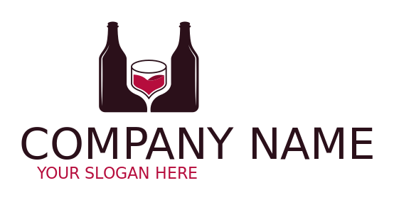 restaurant logo wine glass between two bottles